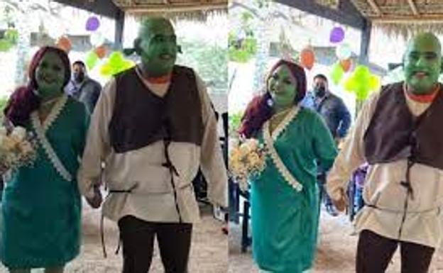Celebran su boda vestidos como 'Shrek' y 'Fiona'