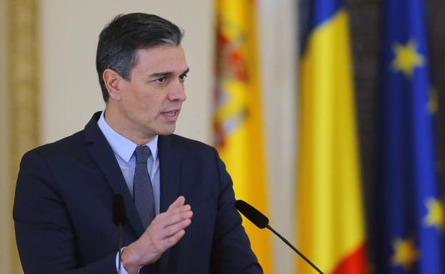Sánchez, este jueves durante su comparecencia en Rumanía, dentro de su gira para ganar apoyos de cara al Consejo Europeo del 24 y 25./EFE