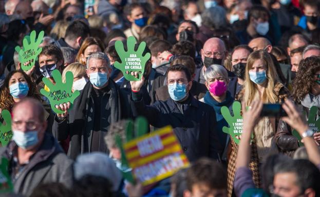 Manifestación contra el fallo del TSJC del castellano en las escuelas el pasado mes de diciembre. /EP