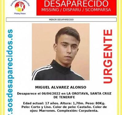 Buscan al menor Miguel Álvarez Alonso, desaparecido en La Orotava