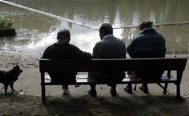 Un grupo de jubilados en un parque. 