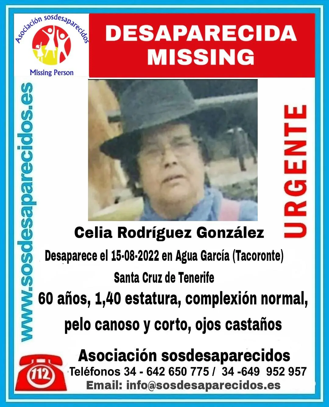 Desaparecida Celia Rodríguez González en Tacoronte