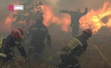«¡Fuera, fuera, fuera!»: los bomberos escapan de las llamas en Bejís