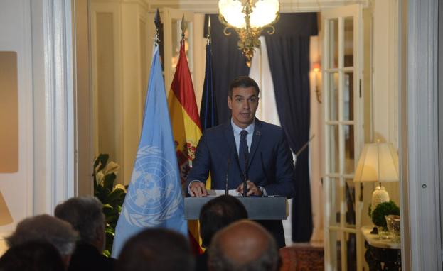 Pedro Sánchez, este jueves en la residencia del embajador español ante la ONU./e. p.
