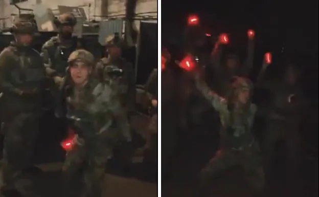 Dos secuencias del vídeo del baile de la victoria ucraniano que se ha hecho viral. /RR SS