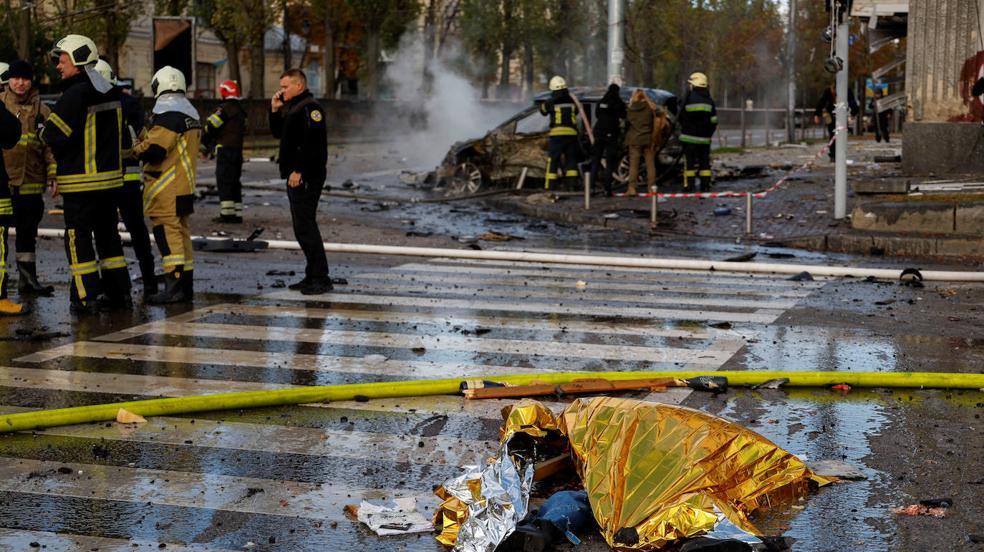 Las imágenes del brutal bombardeo de Rusia en el centro de Kiev