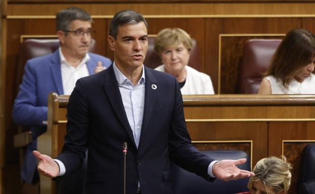 Pedro Sánchez, durante su comparecencia el jueves en el pleno del Congreso./ EFE