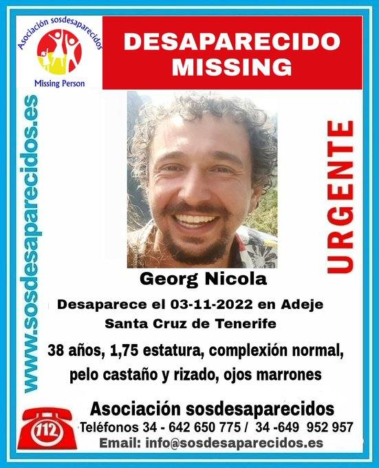 Se busca a Georg Nicola, desaparecido en Adeje
