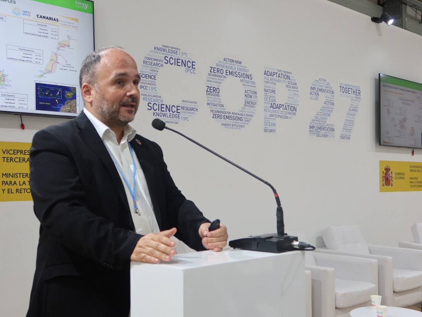 Valbuena expone el plan de descarbonización de Canarias durante la Cumbre del Clima COP27