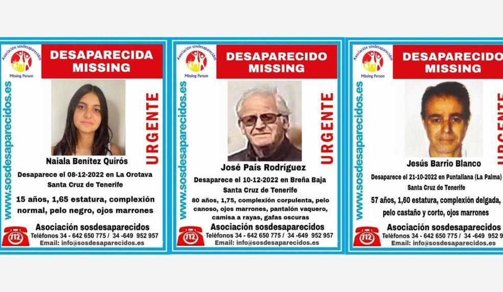 Desaparecen dos hombres en La Palma y una menor en Tenerife