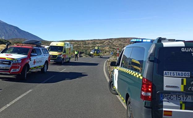Evacúan en helicóptero a un motorista herido de gravedad tras sufrir un accidente en Tenerife