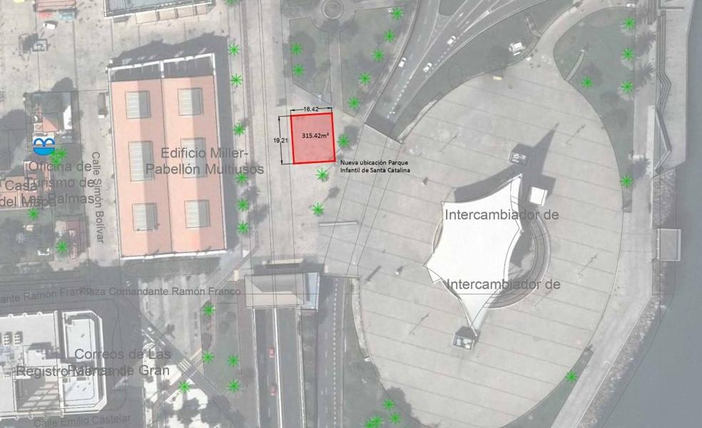 El parque infantil de Santa Catalina cambia de ubicación por la Metroguagua