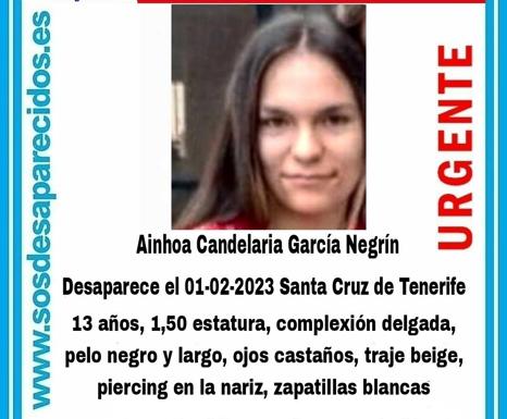 Localizada la menor de 13 años desaparecida en Tenerife
